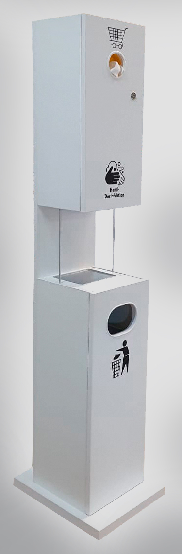 Desinfektionsstation mit Papierentsorgung und Feuchttücherbox